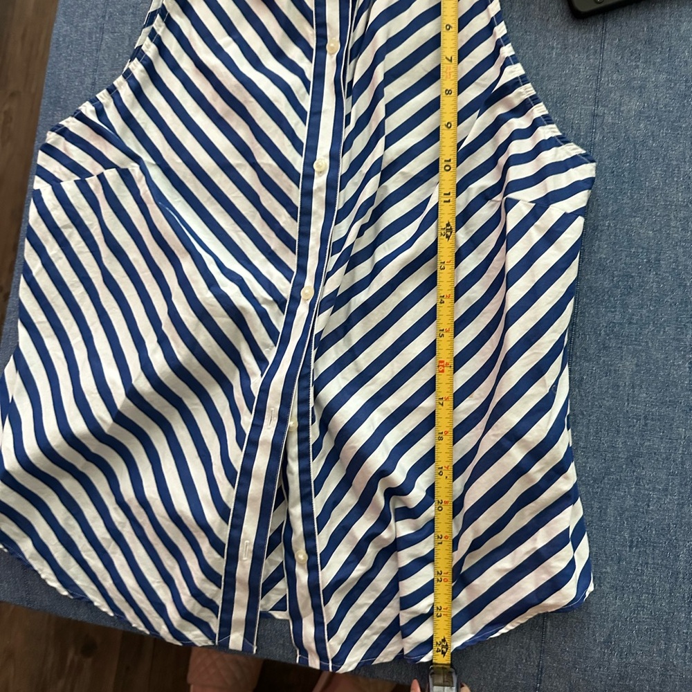 Ralph Lauren white & blue striped sleeveless button up blouse sz-14 - Picture 10 of 10